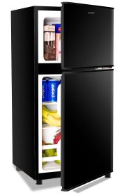 3.5Cu.Ft Compact Refrigerator Mini Fridge with Freezer, Small Refrigerator with 2 Door, 7 Level Thermostat Removable Shelves for Kitchen, Dorm (Color: black)